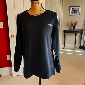 Adidas Climalite Pullover Sweatshirt in Black with White Stripes, Size XL